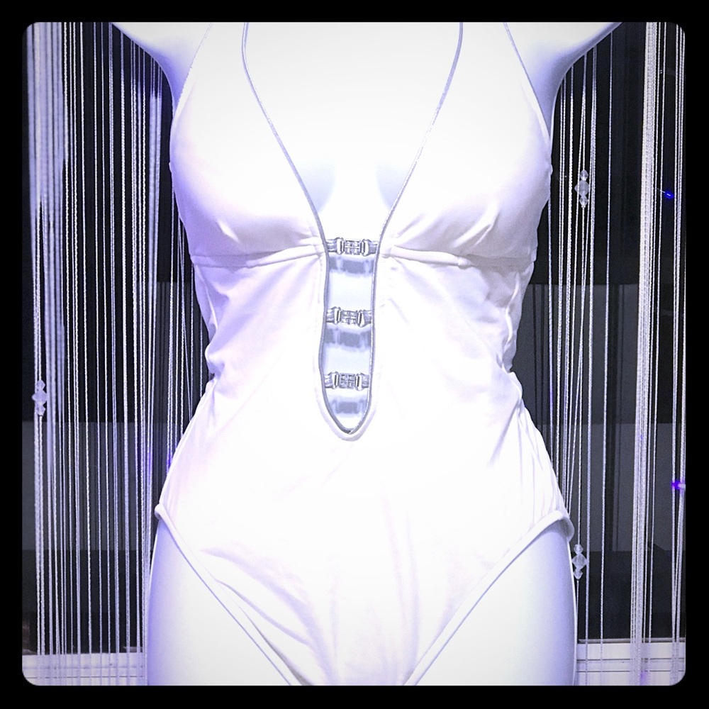 SO LO white and silver one piece.